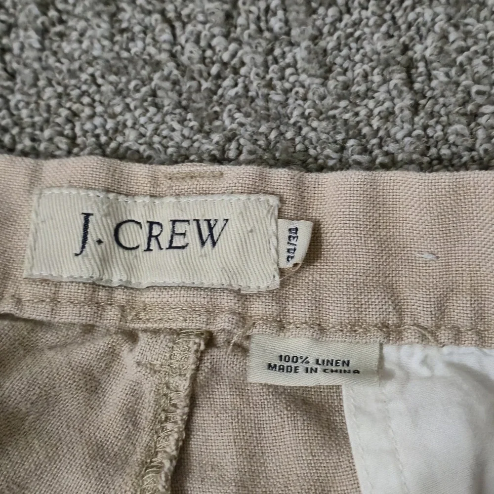 J Crew Pants Mens 34x34 Beige 100% Linen Flat Front Dress Trousers Summer